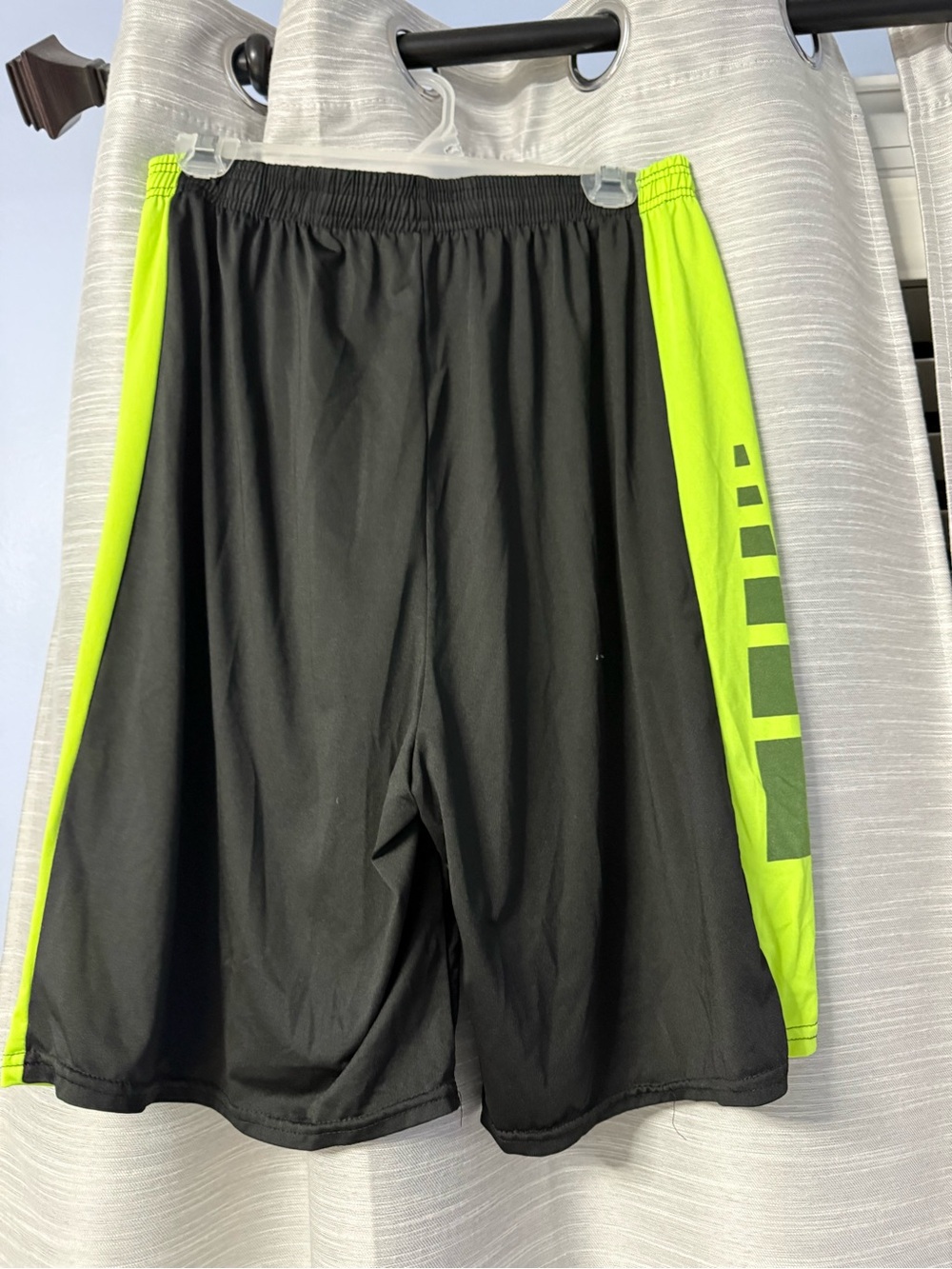 Essentials Black Shorts with Neon Green Side Panels